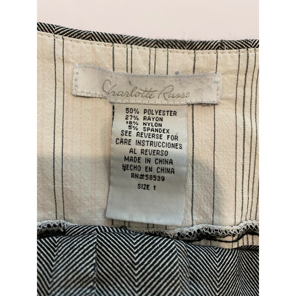 Charlotte Russe Grey Herringbone Capri Pants Women Size 1 Y2K Office Sire Slacks - Picture 4 of 7